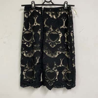 Alannah Hill Womens  Size 10 A-Line Skirt / Midi Skirt Black  / Cream 