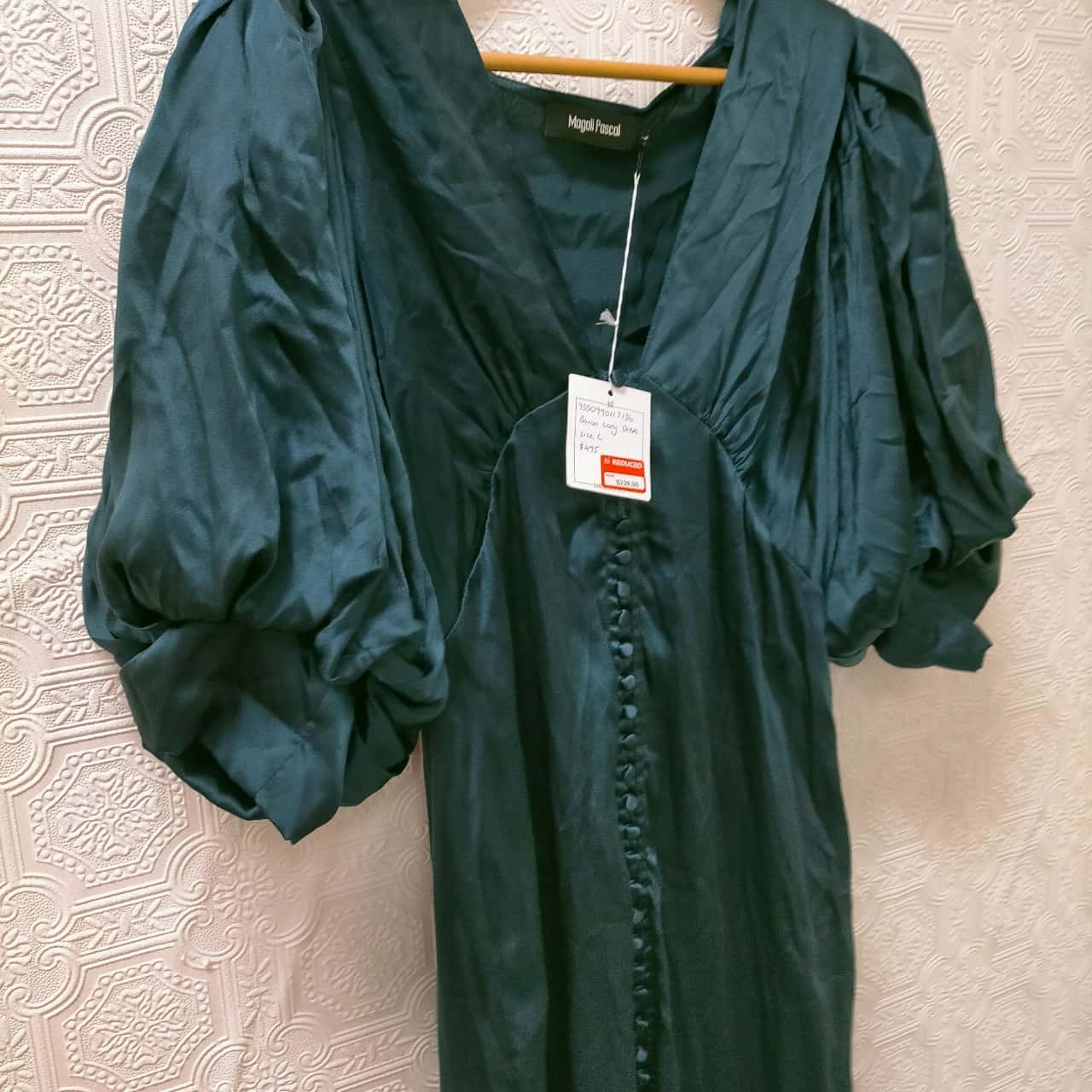 magali pascal dress green Silk Baron Long Size L RRP $495 RP $239 New With Tags(s) SOSJan26