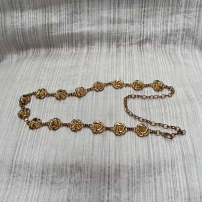 Gorgeous Gold Tone /Rose Design /Metal /Link Chain Belt