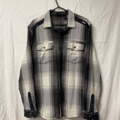 Men’s Harley Davidson Size XL Navy Blue & White Checked Shirt