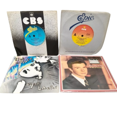 7" Vinyl Record Bundle (x4) - Nena – 99 Luftballons (99 Red Balloons On B-Side) Adam And The Ants ‎– Antmusic, Cyndi Lauper - True Colors & Rick Astley - When I Fall In Love. Rick Astley Record Is Mint. Rest Have Some Scratches & Scuffs  - See Pics