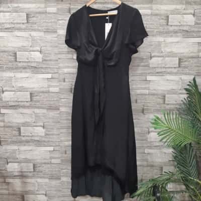 Minx & Moss Womens  Size 12 satin Midi Dress Black  