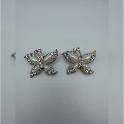 Beautiful White and Sparkly Butterfly Earrings 