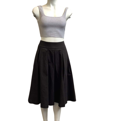 Brand New Review Womens Size 12 Bonita Pleated Midi Skirt Black   