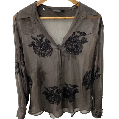 Zara Womens  Size 10 Blouse Black  / Brown 