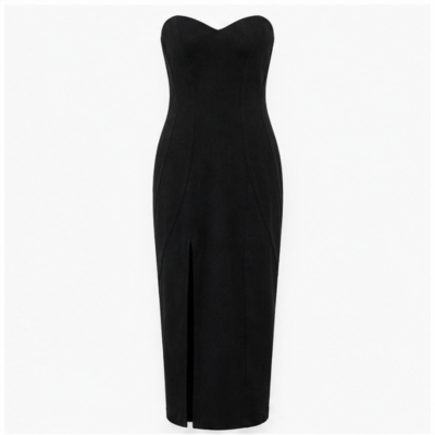 Showpo Black Strapless Sweetheart Midi Dress – Size 12 – NWT