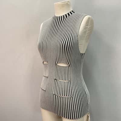 Dion Lee Womens  Size 8 Stretchy Tank Top Black & Bone 