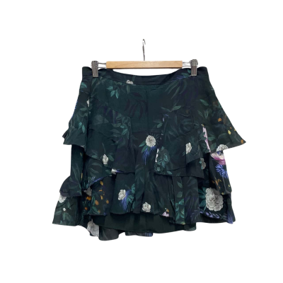 Camilla & Marc Womens  Size 12 Silk Mini Skirt Floral / Green 