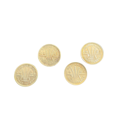 4 Australian three pence coins - 1948,1951,1957,1961