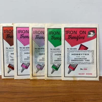 Collection of vintage “Iron On Transfers” for use with Hobbytex Fine Line