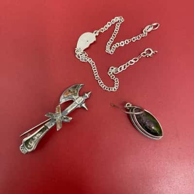 925/Sterling Silver Marked Unisex Jewellery (Broken & Missing Pair) 3Pieces