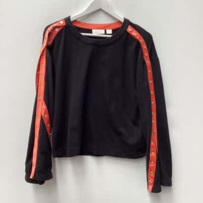 Sass & Bide Womens  Size XS Black  /  neon Orange / top and pants set 