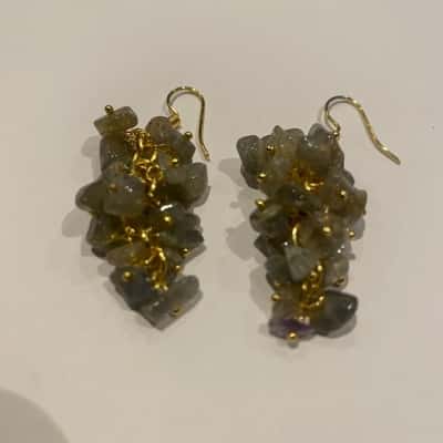 Gemstones Cluster Pierced Womens Earrings 