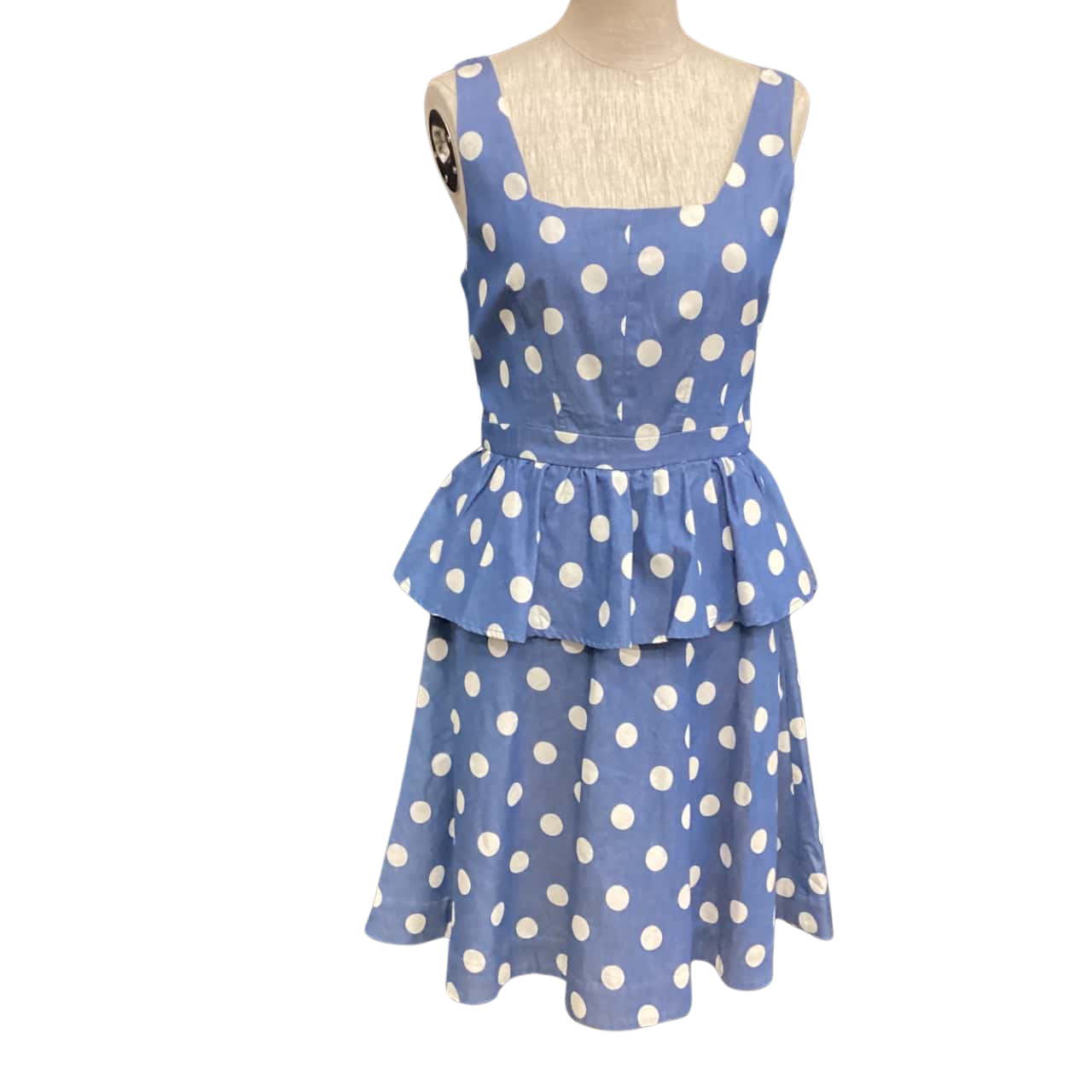 Hi There for Karen Walker Womens Size 10 Sleeveless Dress Blue / Polka Dot / White (s) Hi There for Karen Walker Womens Size 10 Sleeveless Dress Blue / Polka Dot / White (s)