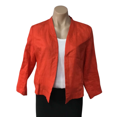 Foil Clothing Womens Size 12 Orange 100% Linen Top Notch Jacket (new)