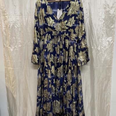 Carolina Size 16 Cocktail Dress Blue / Gold 