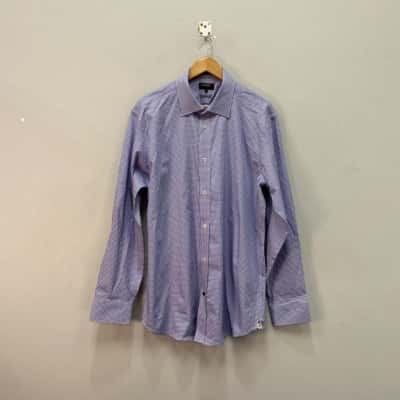 Oxford Mens  Size XL Business Shirt Blue / Pattern / White 