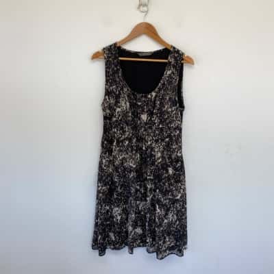 Jacqui-E Black Brown Pattern Sleeveless Mini Dress  Size 14 