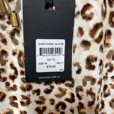 Table Eight Womens  Size 16 Blouse Animal print / White 