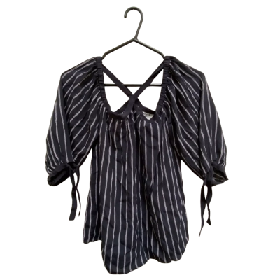 Seed Heritage Womens  Size 10 3/4 Sleeve Top Navy Blue / White 