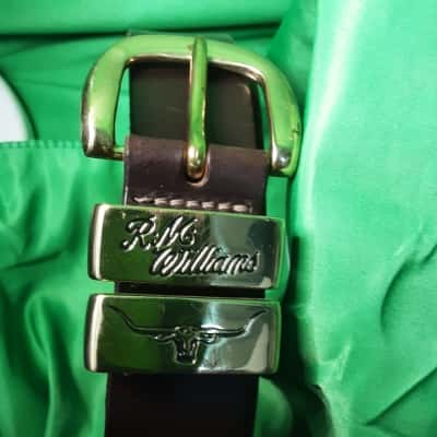  Mens Brown iconic RM Williams Gold hardware size 40 dark brown leather belt
