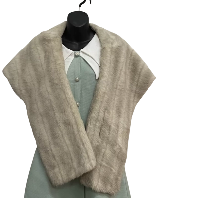 Vintage Myrone Fashions Adelaid Womens  Size One Size Fur Coat / Windbreaker Cream / Pattern 