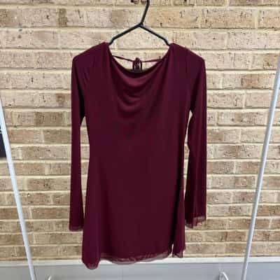 White Fox Womens wine long sleeve dress Size L 