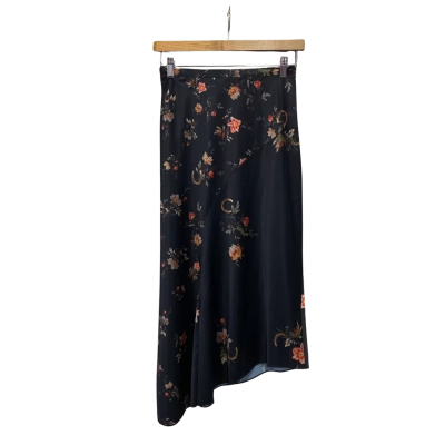 All Saints Womens  Size 8 Midi Skirt Black  / Floral 