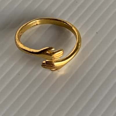  Sterling Silver Gold-Plated Hug Ring (Size Q / Adjustable)