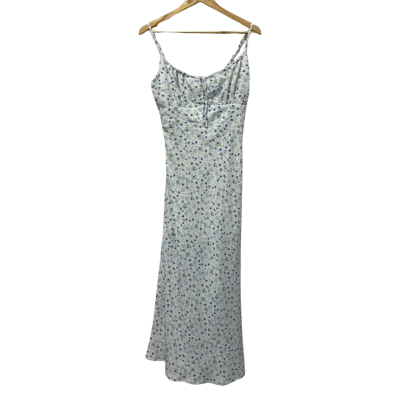 Ally Fashion Womens  Size 10 Casual Dress / Floral Dress / Maxi Dress / Shoestring Strap Dress Blue / Green / White 