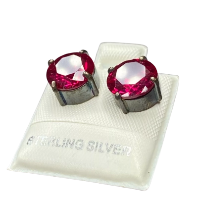 Womens Red & Silver Stirling Silver Earrings