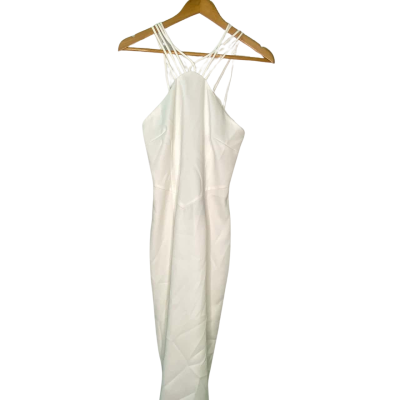 Seduce Womens  Size 8 Shoestring Strap Dress White 