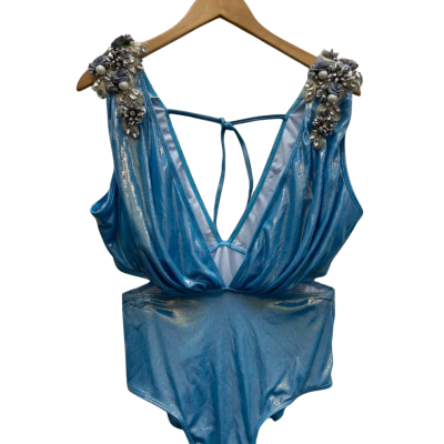  Bodysuit Size 12-14 Blue / Silver 