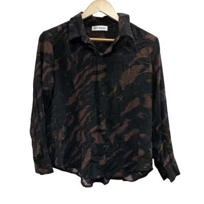 Mela Purdie Womens  Size 8 Button Up Top Black  / Brown 