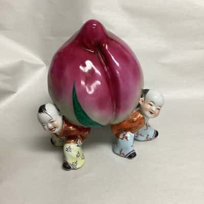 Chinese Peach of Longevity with 3 Laughing Boys 17cm