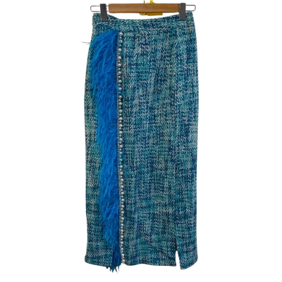 Viceta Wang Womens Size 8 High Waist Skirt Blue / White 