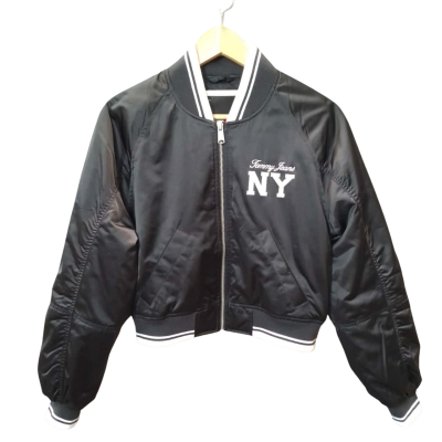 Women's Size M Black And White Tommy Jeans Bomber Jacket 