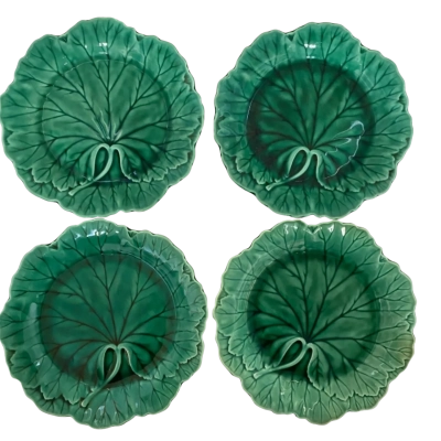 Set of 4 Wedgwood Green Majolica Cabbage Leaf plates