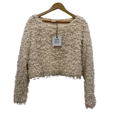 Some Days Lovin Women's Size L Cropped Soft Jumper Cream BNWT