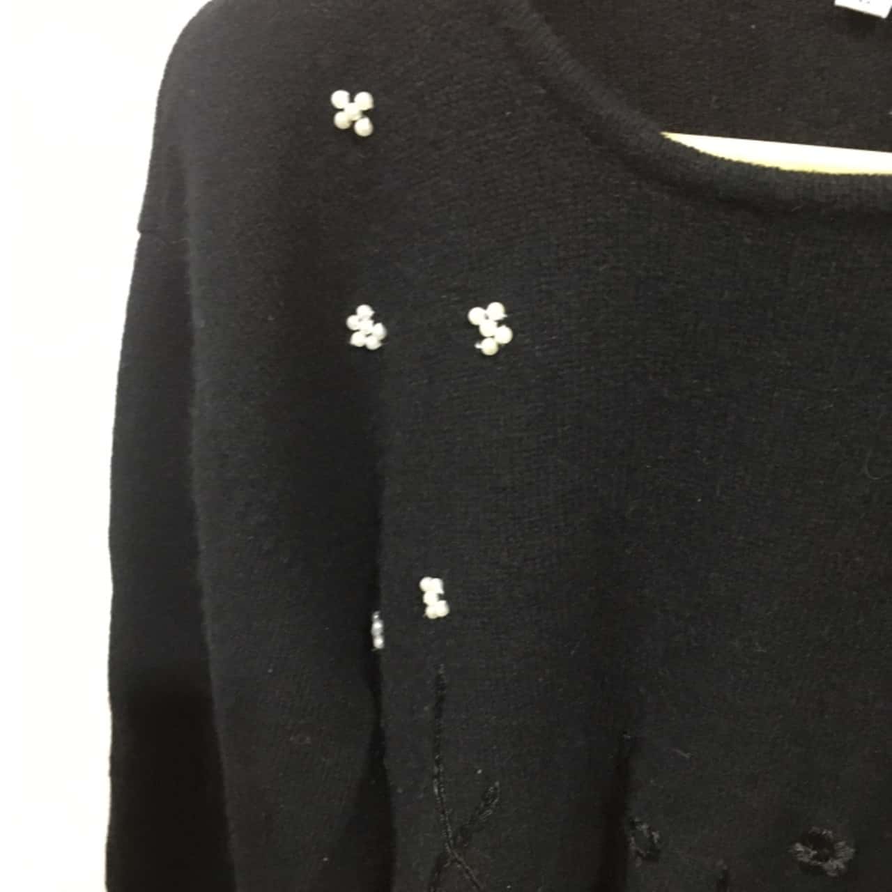 Reduced Jillian Sportswear Vintage Lambswool Angora Blend Knit With Pearl Embroidery Detail Size L