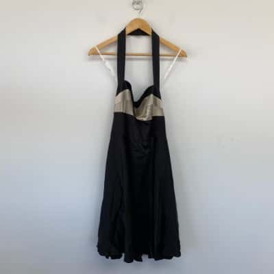 George Evening Black Silver Contra Delilah Dress Size 12 