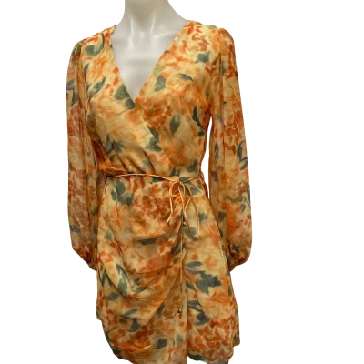  Womens  Sage and Paije Zima Size 8 Floral Mini Dress Floral / Orange 