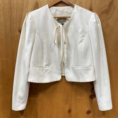 River Island Cream Tie-Front Cropped Jacket Size US 12