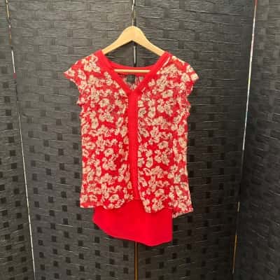 David Lawrence Womens  Size 10 Sleeveless Top Red / White 