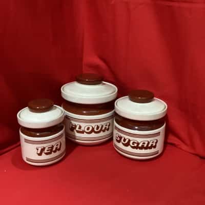 Vintage Romanian Ceramic Kitchen Canisters