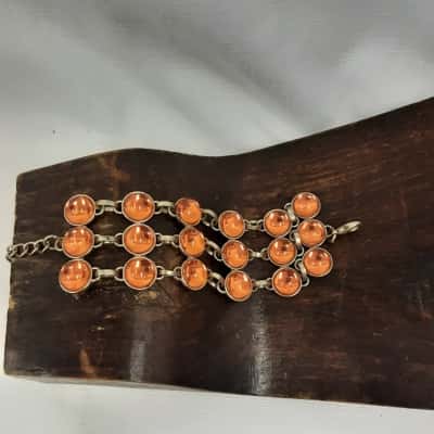  Orange resin multi strand Beaded Bracelet 