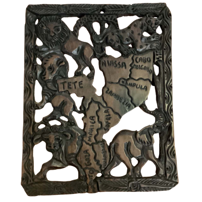 Hand carved African Wooden Wall Map  Panel