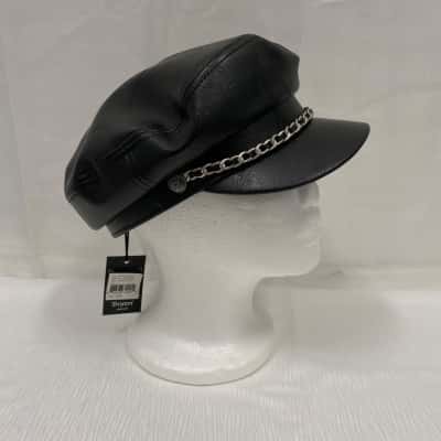 Brixton Mens Size S Faux Leather Fisherman Cap Black  BNWT