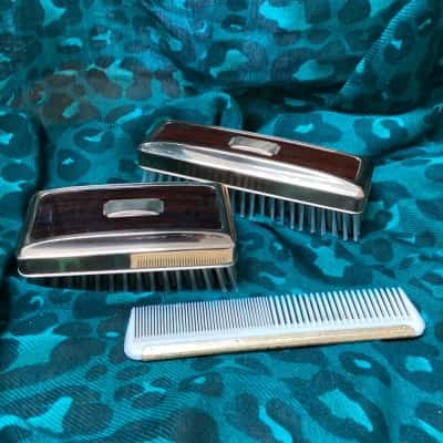  Vintage Mens Fifth Avenue Brown / Gold Brush Set