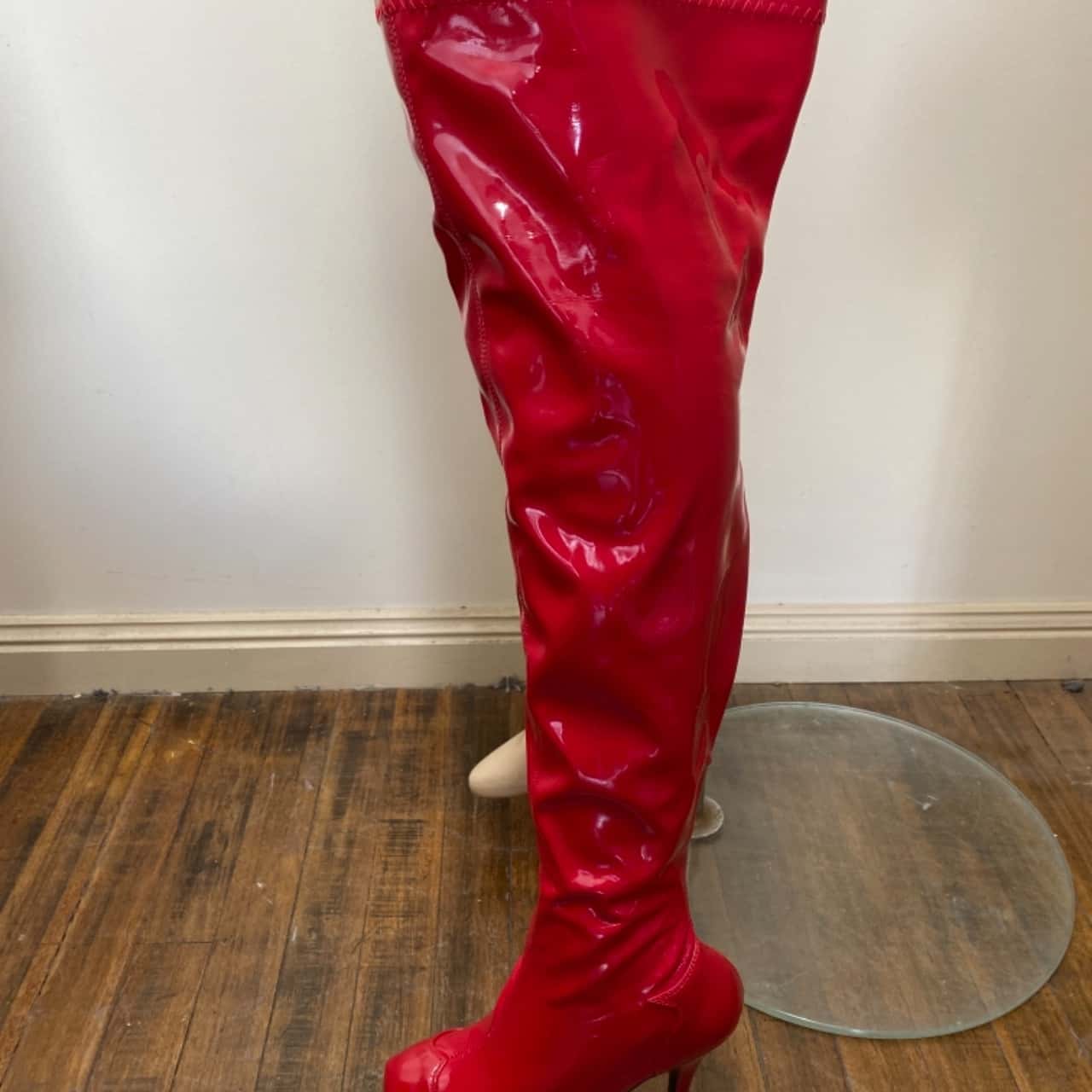 thigh boots red
